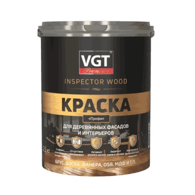 Краска для деревянных фасадов и интерьеров Профи 1 кг Белая  VGT